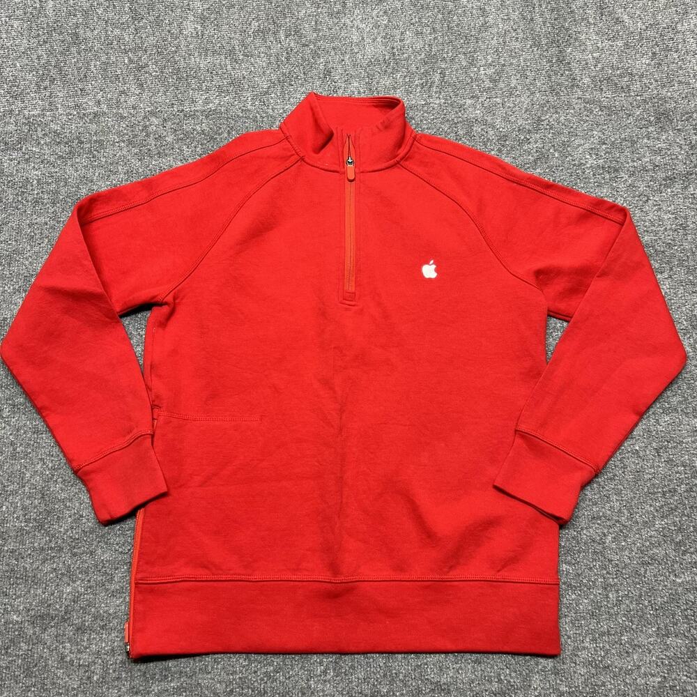Apple Sweatshirt Mens XS Red 1/4 Zip Fleece Mock Neck Small Logo Pullover Geek